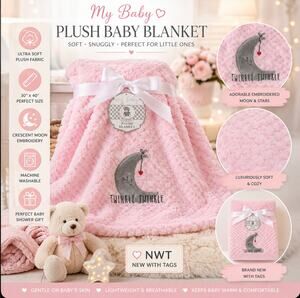 🩷 NWT My Baby Plush Baby Blanket 30 x 40